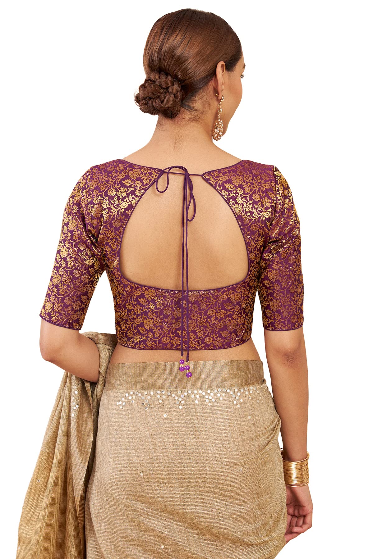Soch Purple Art Silk Blouse with Woven Floral Designs