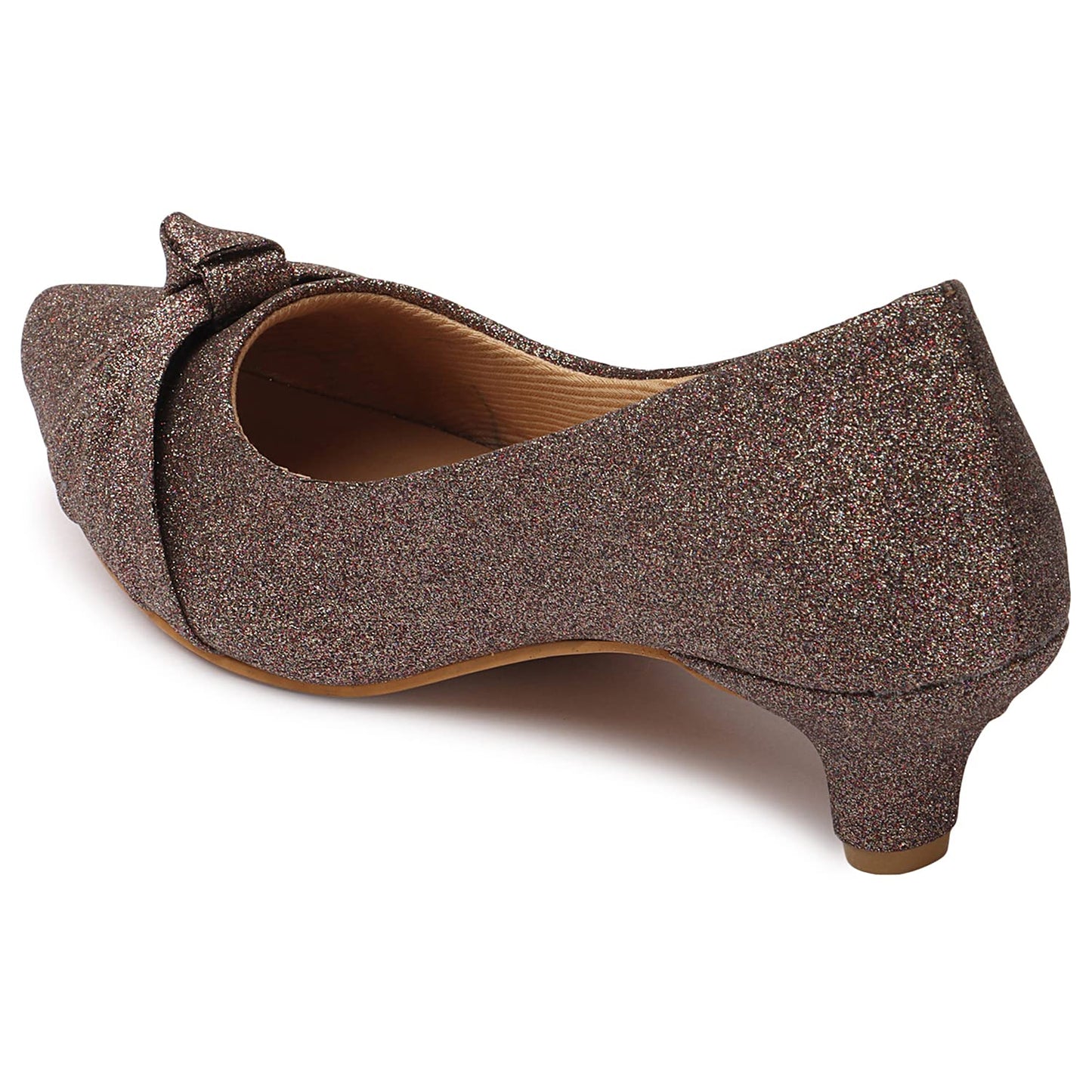 XE Looks Women's Multi Glitter Short Heel Pumps | Shimmer Finish with Chic Bow Design | Stylish & Comfortable Heels For Girls & Women