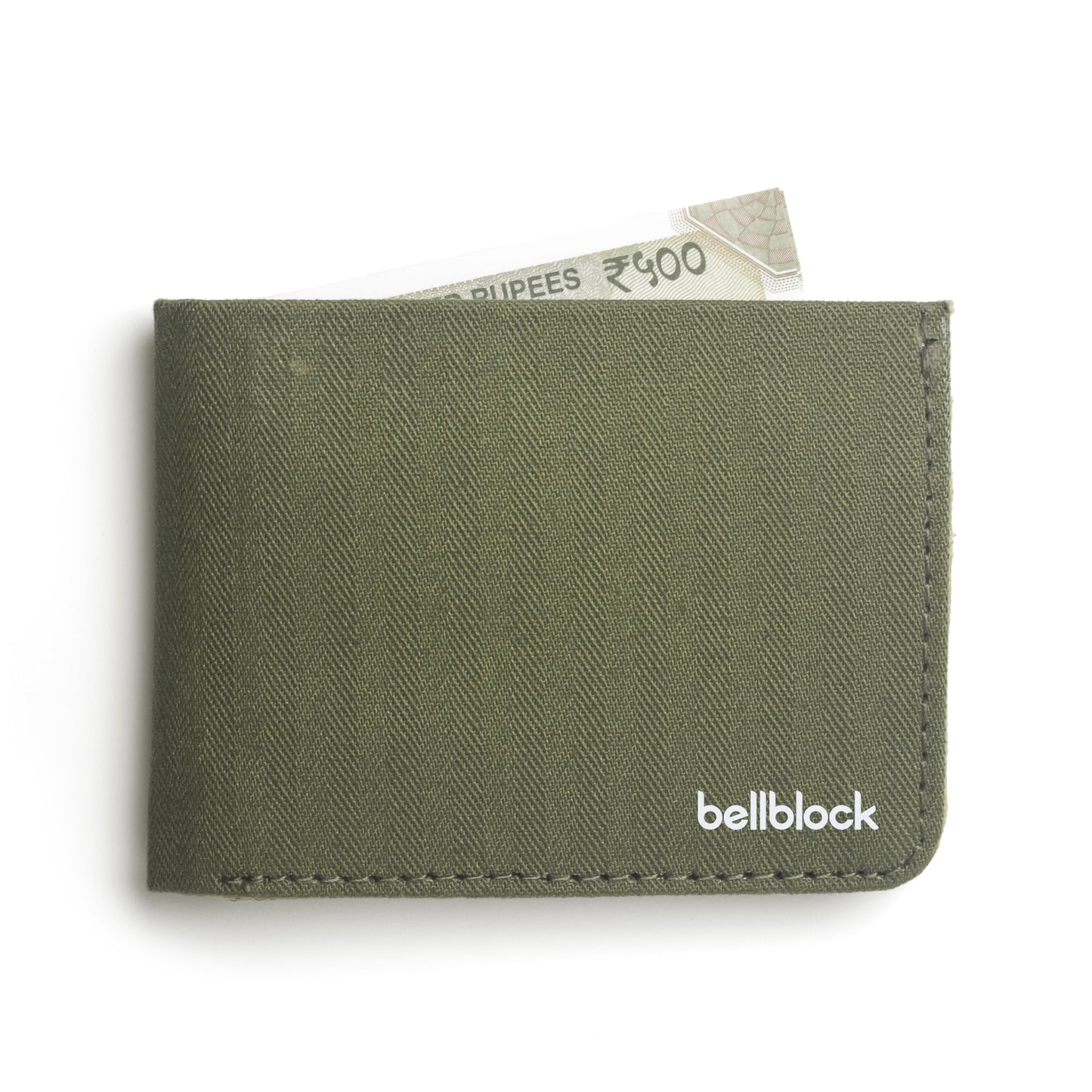 Bellblock Slim Sleeve Canvas Wallet for Men/Women | Minimal Handcrafted Wallet | with Sim, Mobile Pin & Hidden Extra Card Slots | Olive Green