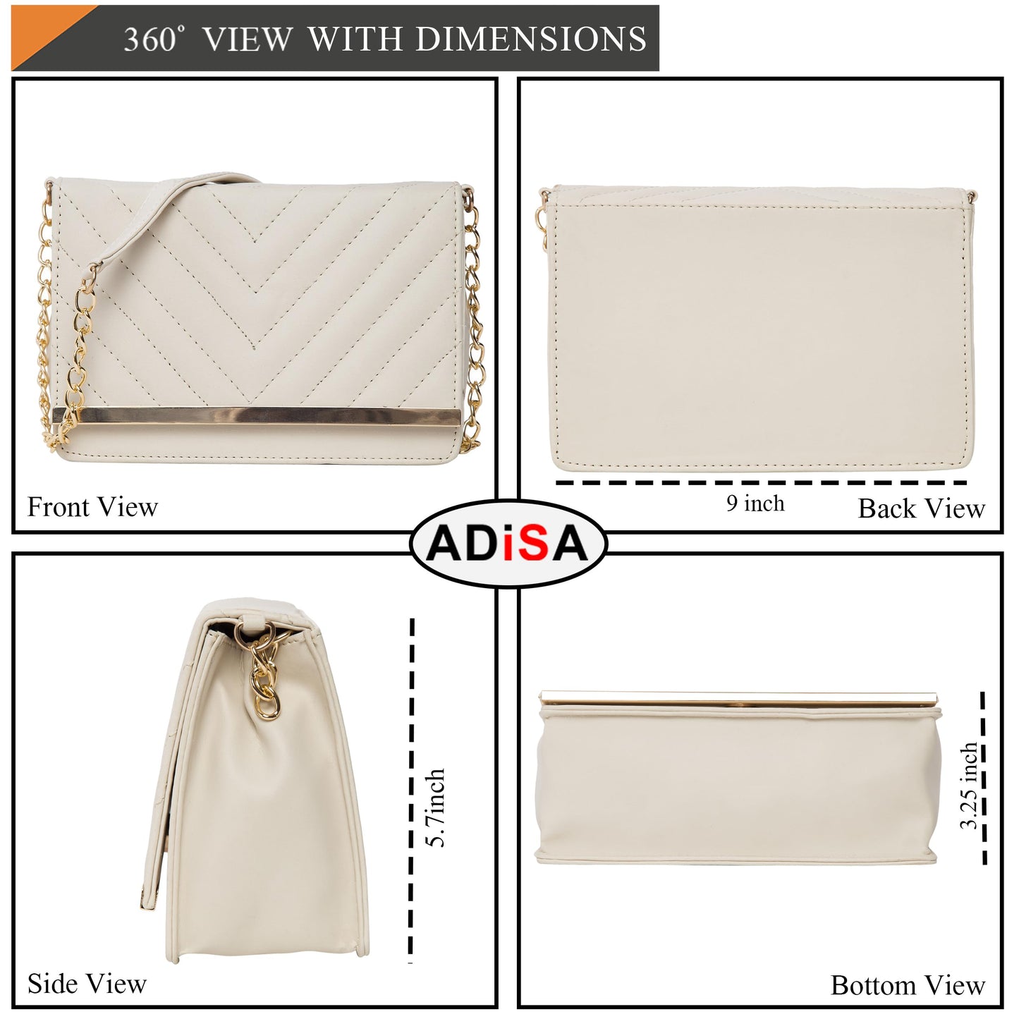 ADISA SL5022 women girls party sling bag (off white)