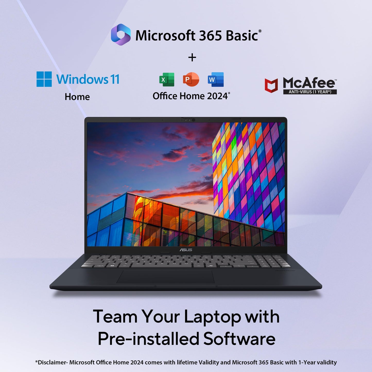 ASUS Vivobook 16, Snapdragon X Processor,(Qualcomm Adreno iGPU/16GB RAM/512GB SSD/Windows 11 Home/MS Office 365 Basic (1Year)*/16" FHD+/AI PC/Quiet Blue/1.88 kg), X1607QA-MB049WS