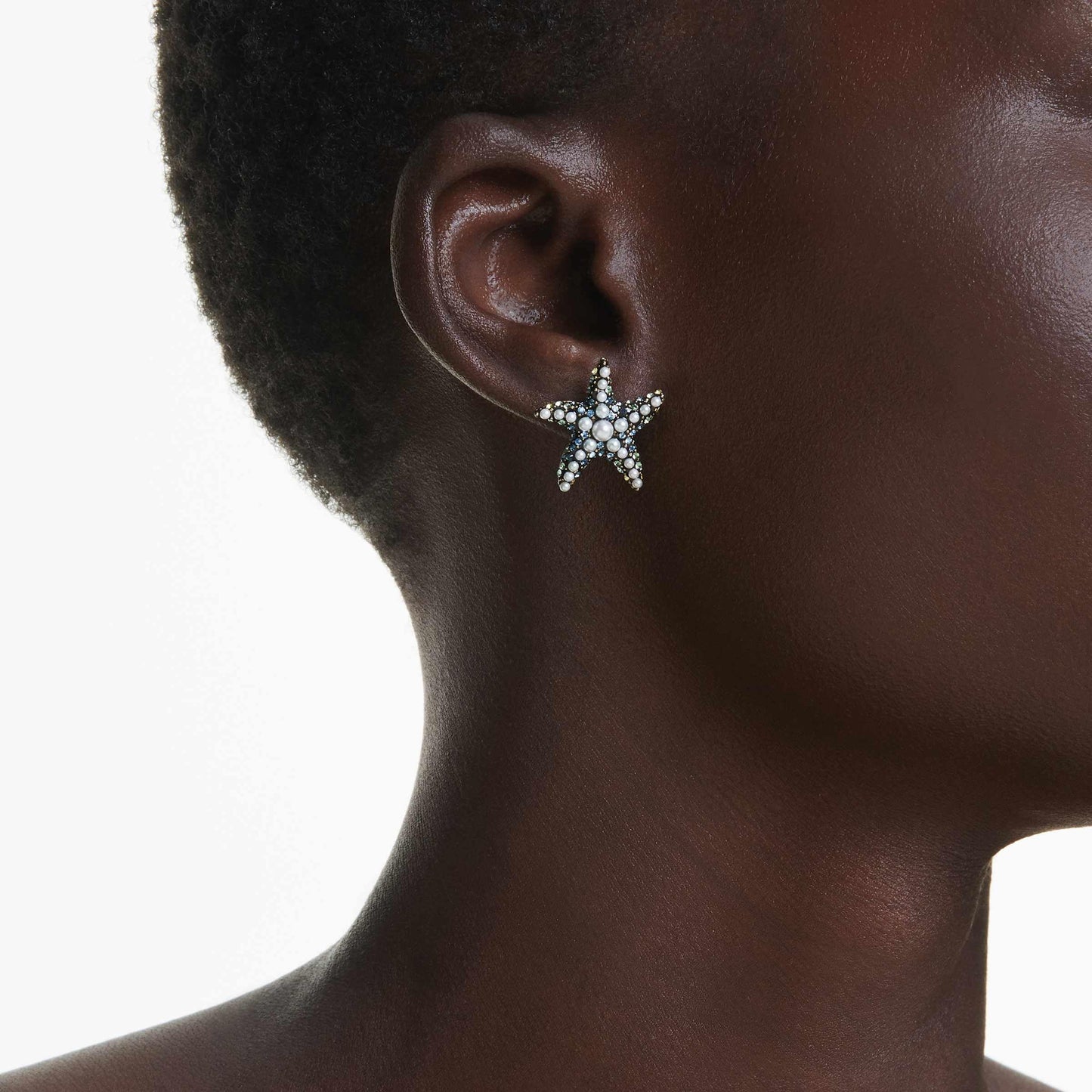 Swarovski Idyllia stud earrings, Starfish, Small, Multicolored, Gold-tone plated