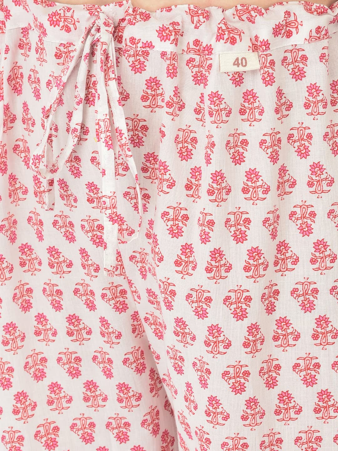 Pistaa's Women Cotton Anarkali Flair Suit Set (Pink, X-Large)