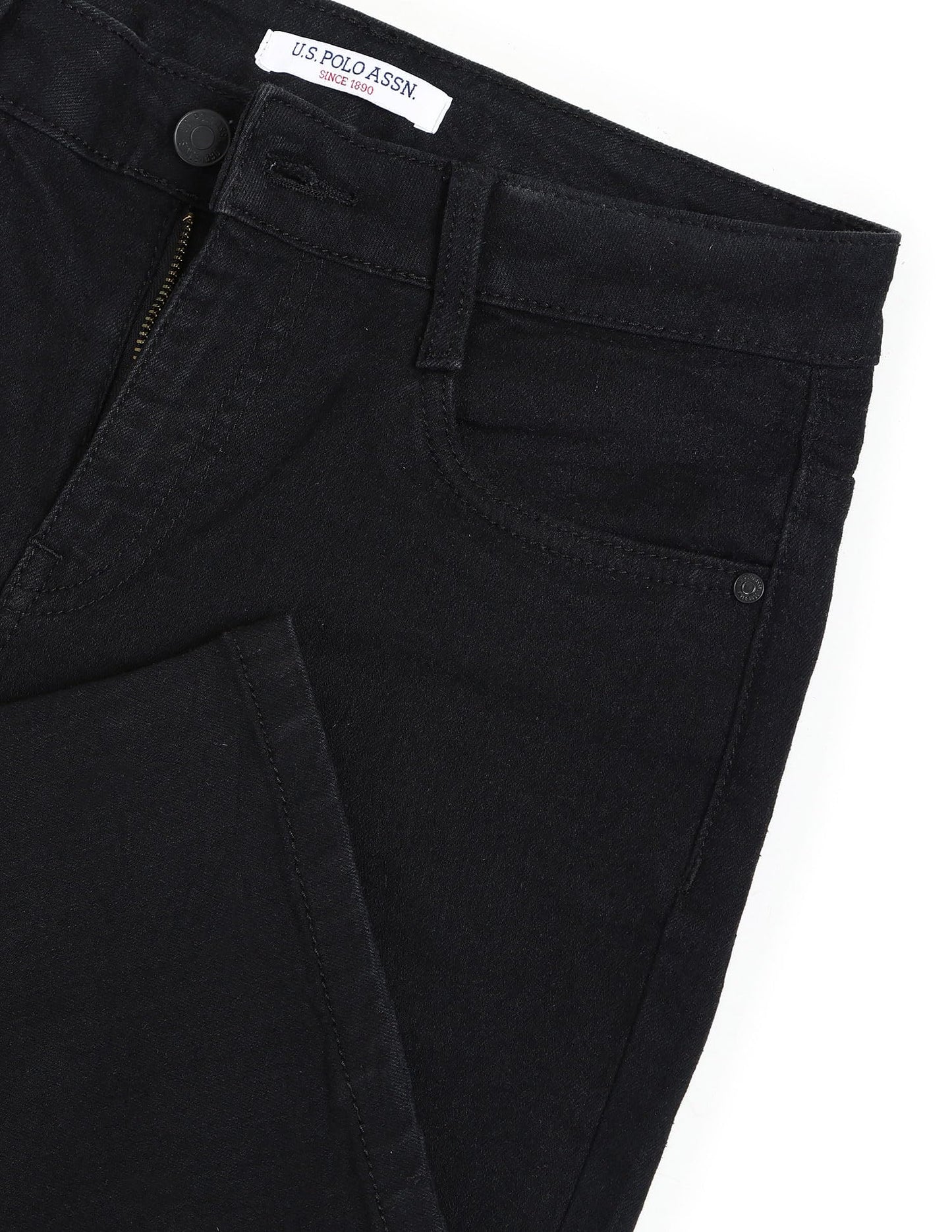 U.S. POLO ASSN. Women's Mid Rise Bootcut Fit Jeans (UWSS23JN018_Black_28)