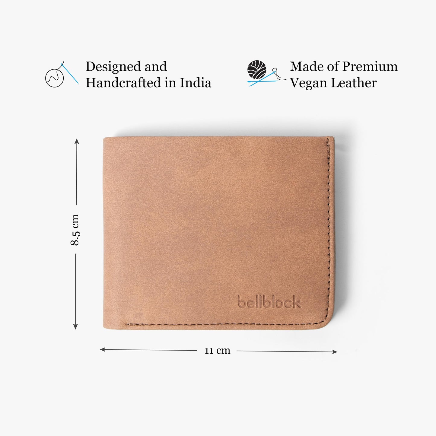 Bellblock Bifold Minimal Wallet for Men | Slim Handcrafted Mens Wallet | with Sim, Mobile Pin & Hidden Extra Card Slots | Vegan Leather | Tangerine (Pack of 1)