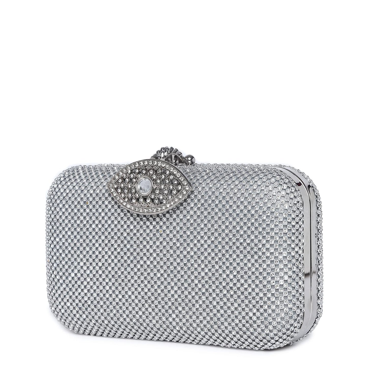 Haute Sauce Textured Push Lock Clutch Bag with Chain Strap (AZ_HSCL1070)