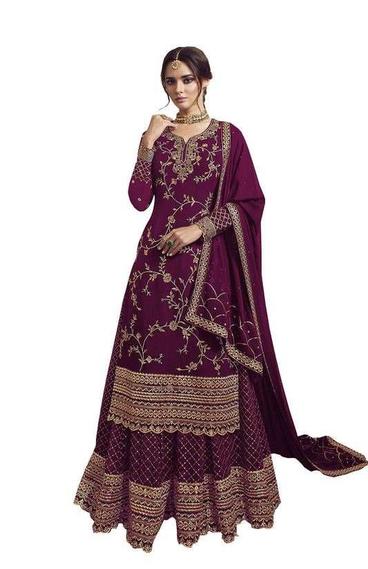 RUDRAPRAYAG Women's Georgette Maxi Gown (4902-WNE_Pink_Free Size)