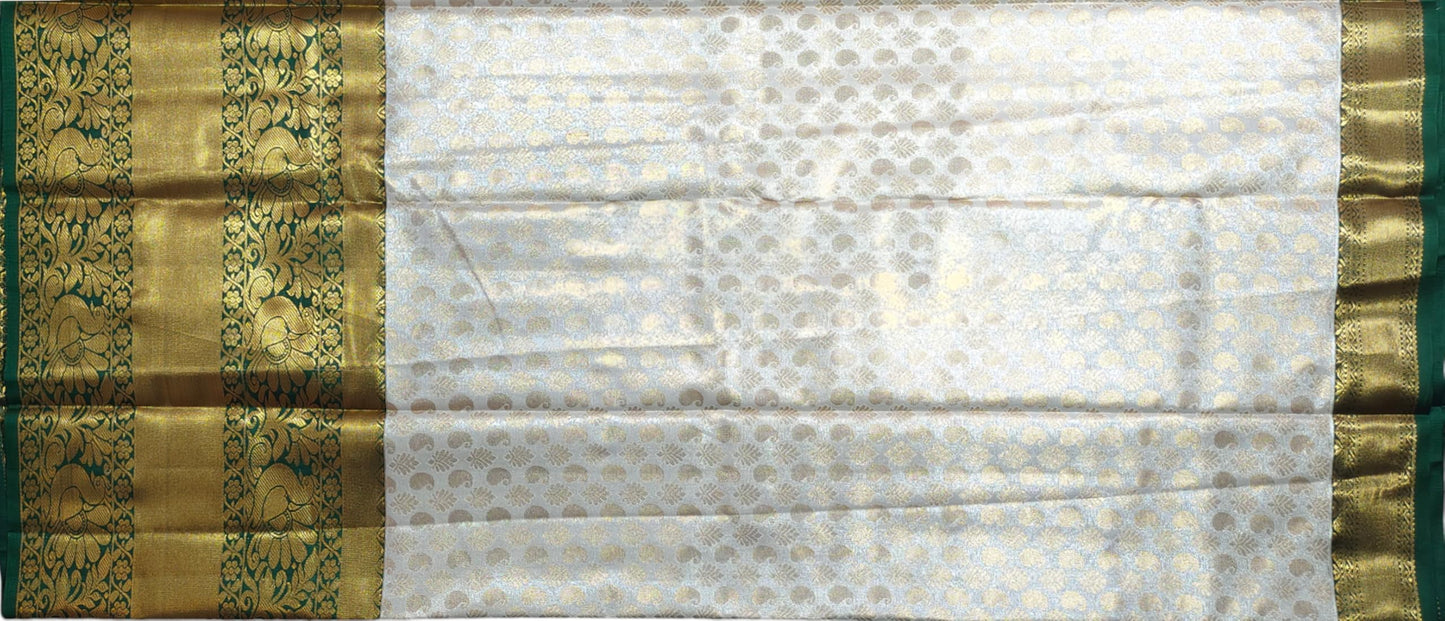 VFCollections Women's Kanchipuram Silk Pure Pattu Sarees With Blouse (Vfc135-8), Pink,Green