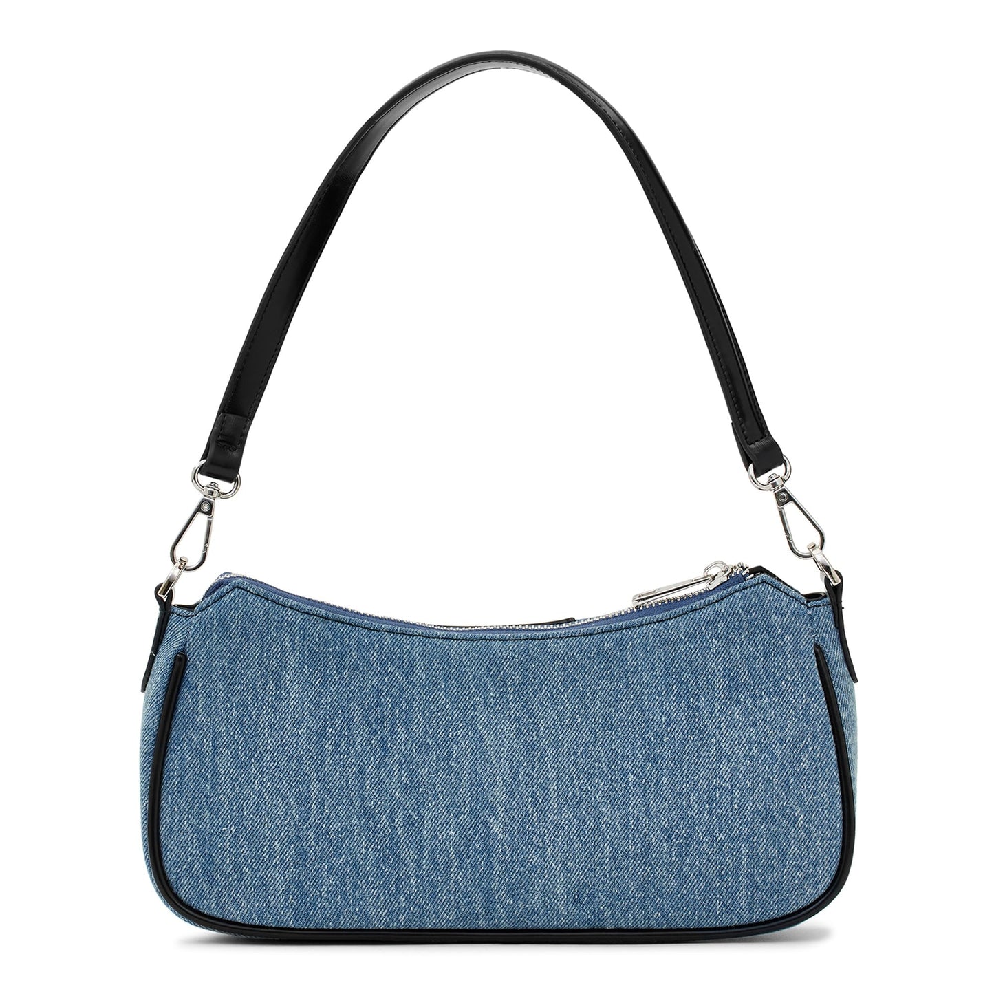 Miraggio Bella Denim Shoulder Bag with Adjustable & Detachable Sling/Crossbody Strap for Women (Denim & Black)