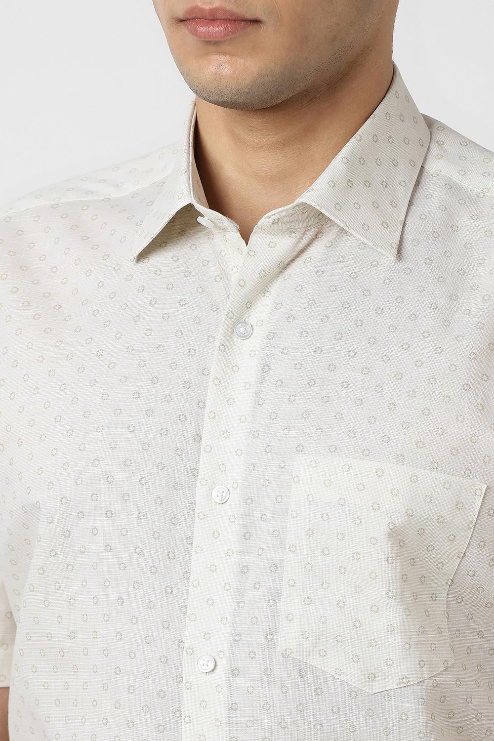 Van Heusen Men's Regular Fit Shirt (VHSHFCUB656276_Beige