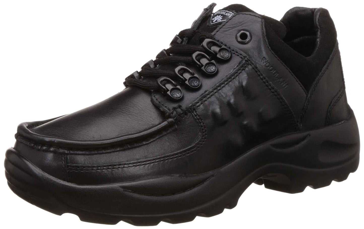 Woodland Men's Black Leather Sneakers - 6 UK/India (40 EU)