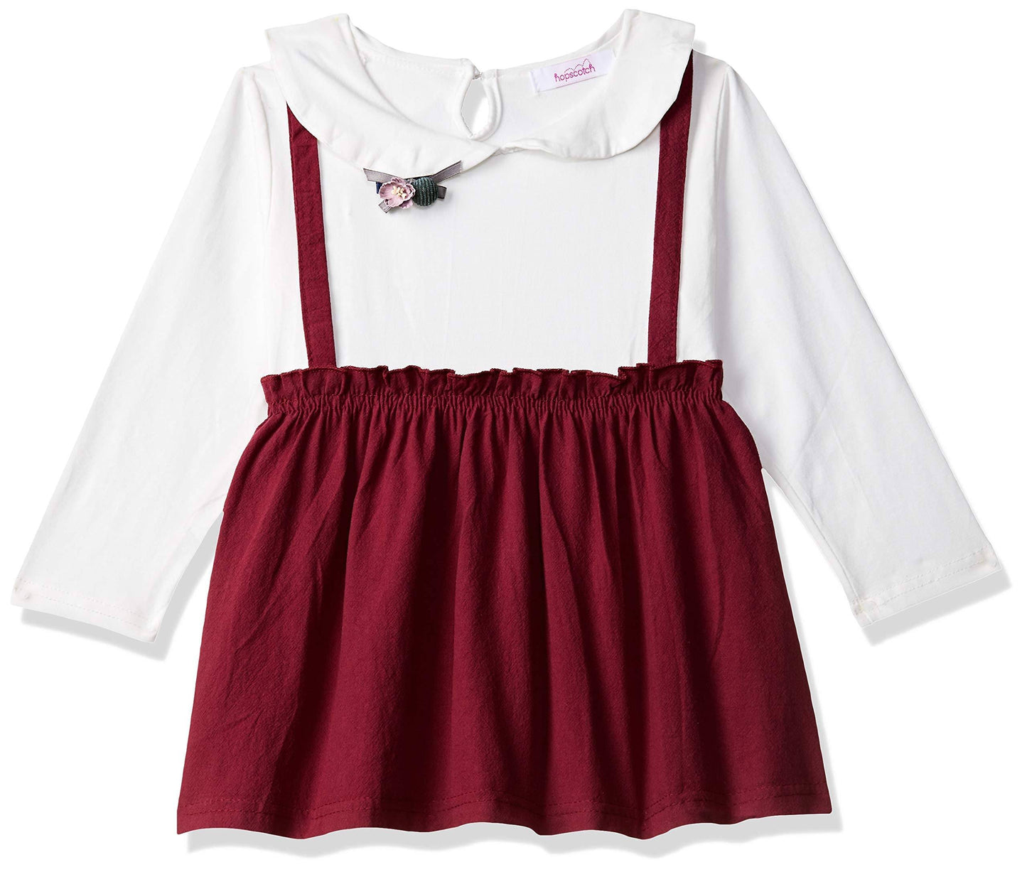 Hopscotch Baby Girls Knee Length Casual Dresses in White Color for Ages (6-9 Months)