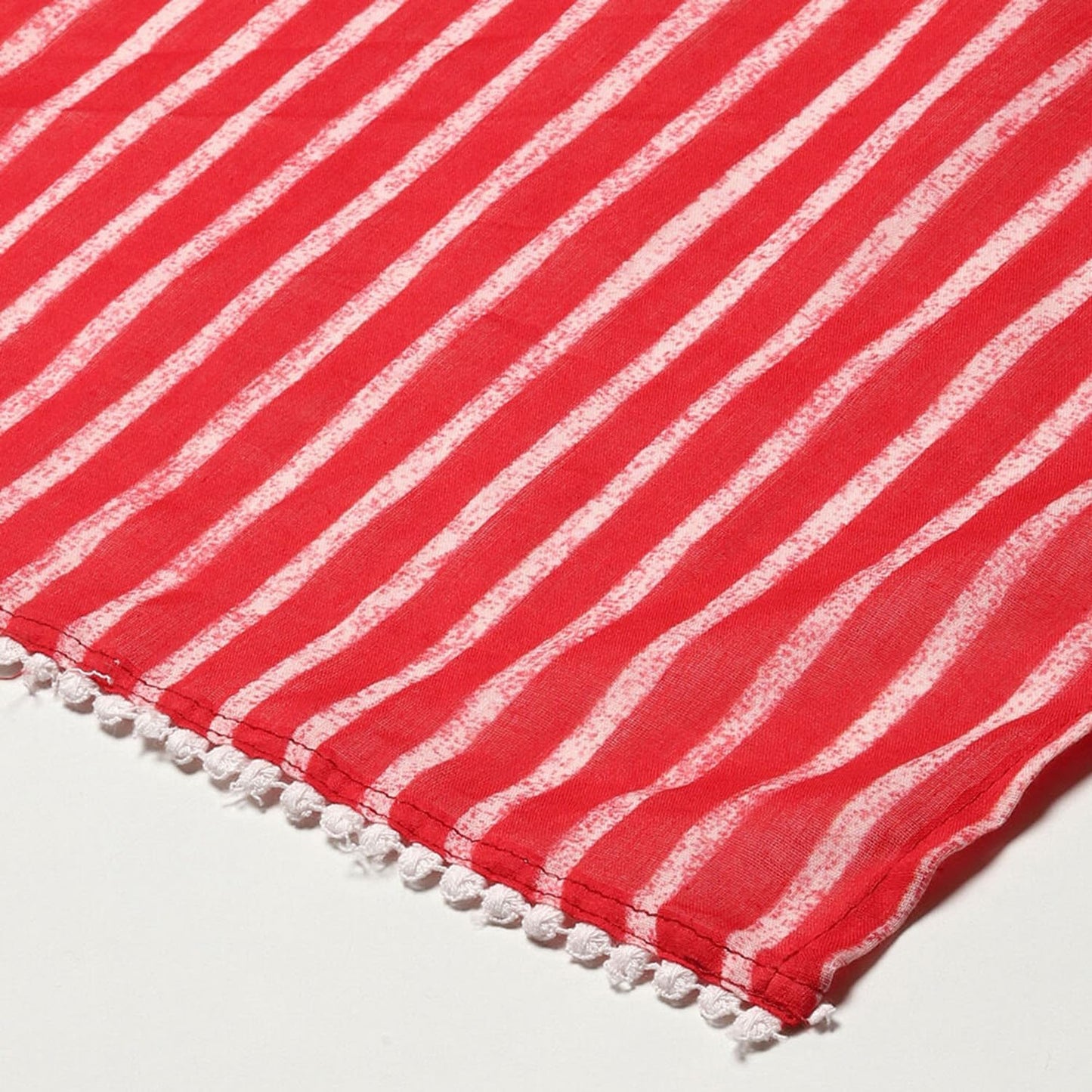 BIBA Women Cotton Yarndyed Straight Salwar Kurta Dupatta(SKD7508E_RED_36), Large