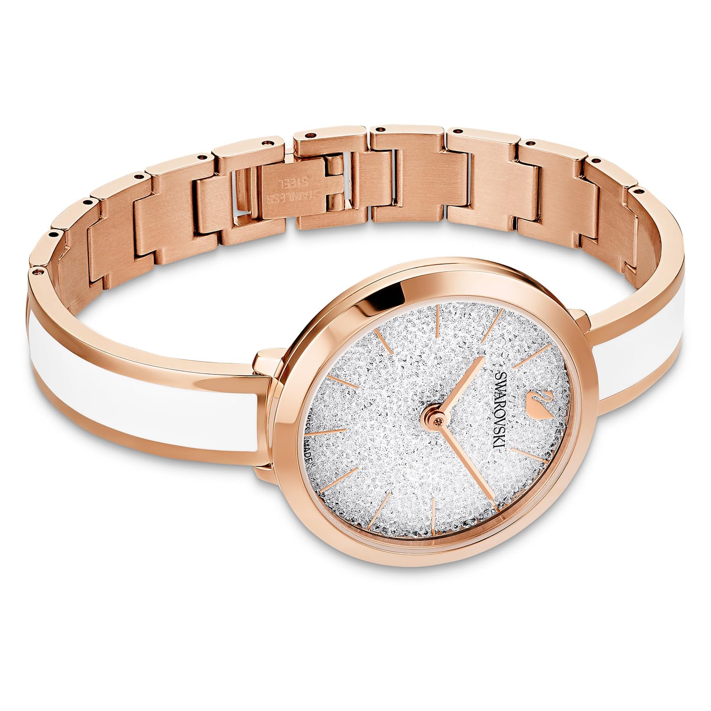 Swarovski Crystalline Delight Watch, Swiss Made, Metal Bracelet, White, Rose Gold-Tone Finish