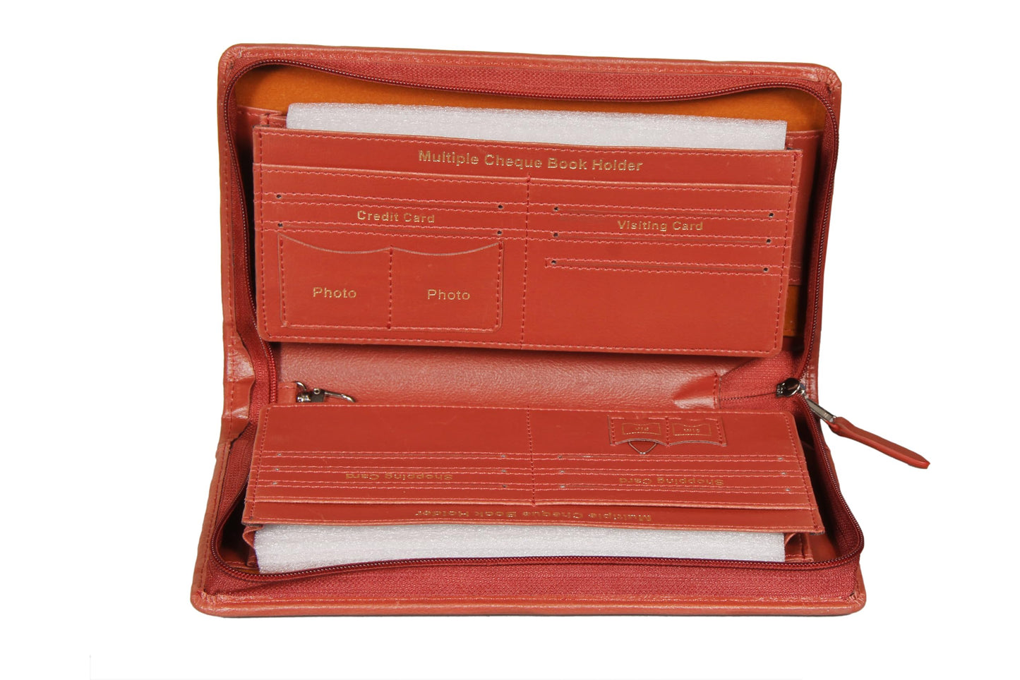 Sukeshcraft Multi Cheque Book Holder – Holds 8 Cheque Books, 13 Cards, Locker Key, Pen & Zipper Pocket (Rexin, Grian-Tan)