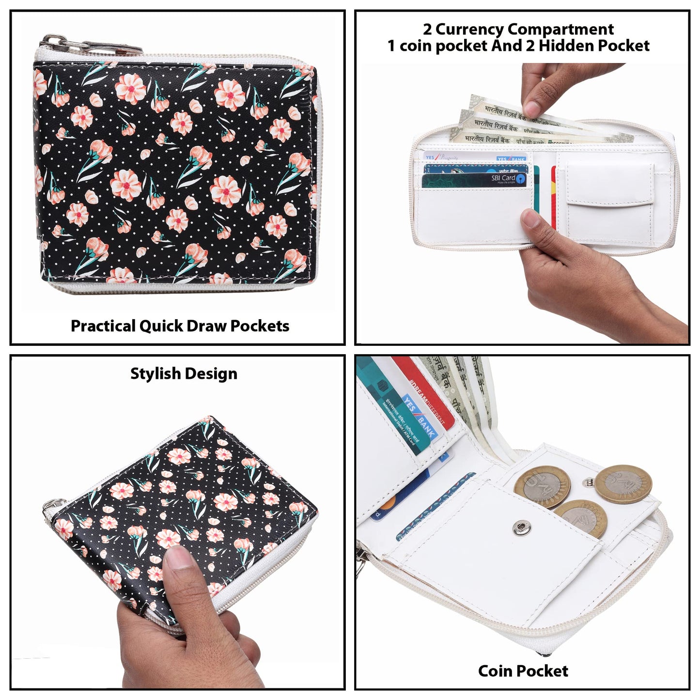 TnW Small Women's Wallet -PU Leather Multi Wallets | Credit Card Holder | Coin Purse Zipper -Small Secure Card Case/Gift Wallet for Women