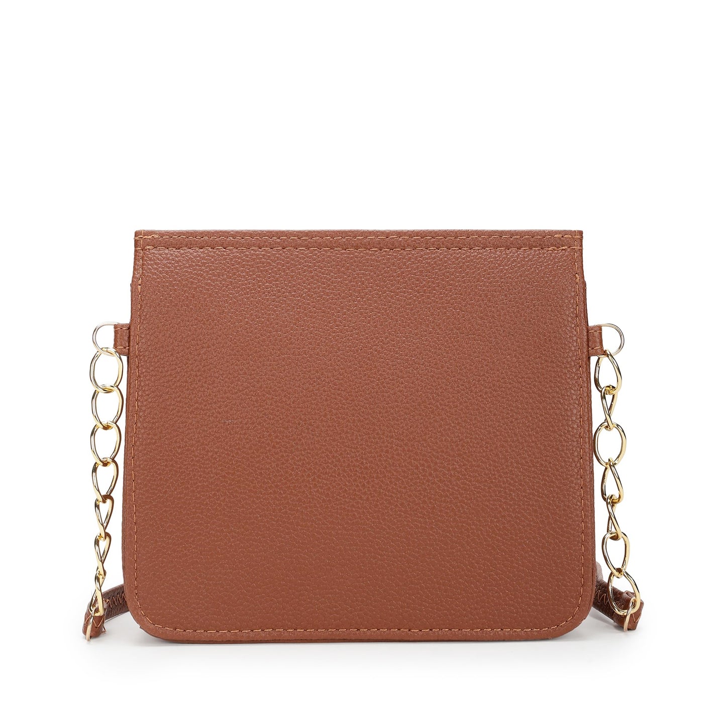 Fastrack brown Sling | Faux-Leather Women’s Handbag | Button-Closure Sling with Metal Accent Strap