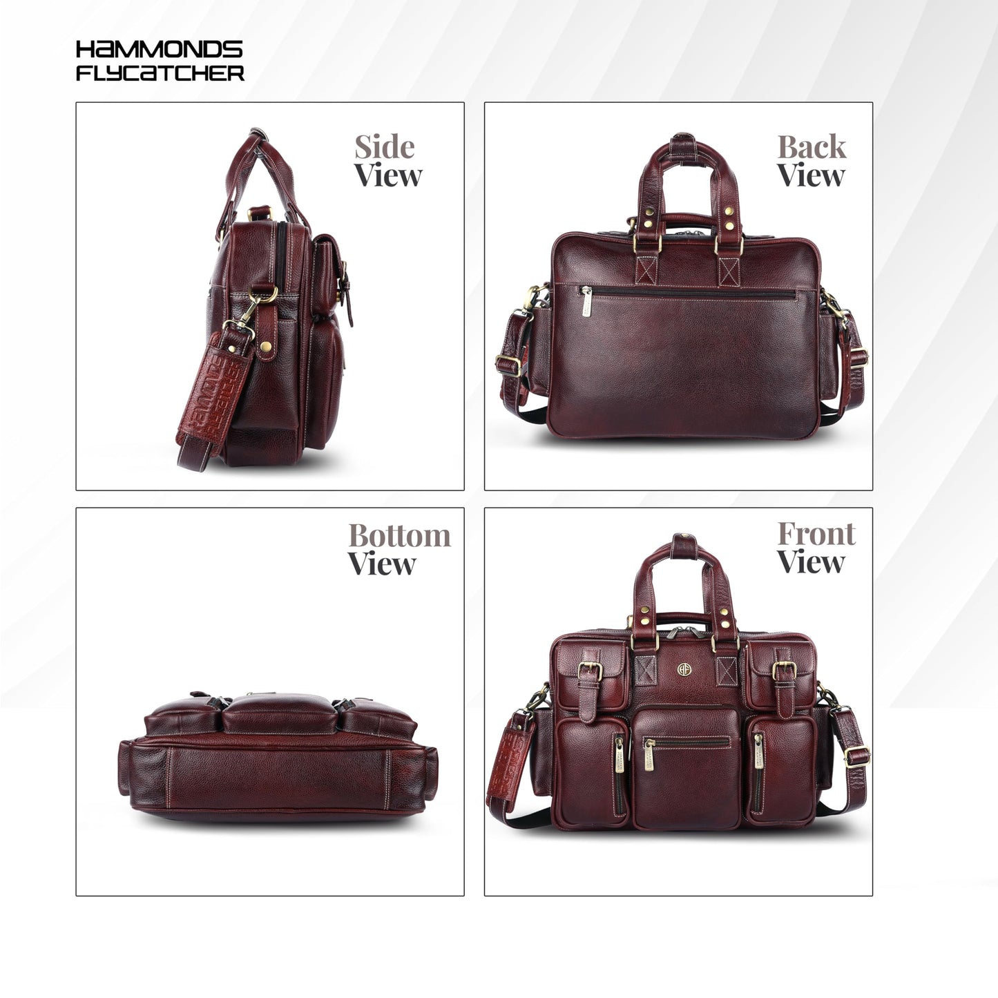 HAMMONDS FLYCATCHER Genuine Leather Office Bag for Men with Adjustable Shoulder Strap - 15.6 Inch Laptop Bag for Men - Water Resistant, 1 Year Warranty - Office, Travel, Daily Use - Brown