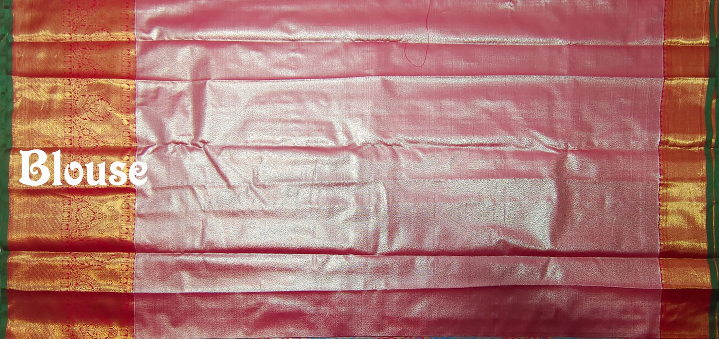 VFCollections Women's Kanchipuram Silk Pure Pattu Sarees With Blouse (VFC525-1)