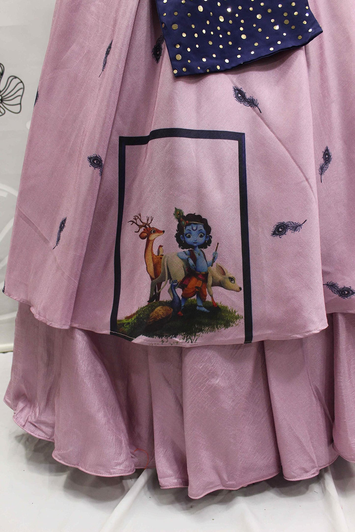 Divine International Trading Co Women's Silk Embroidered Unstitched Lehenga Choli With Dupatta (2123-Dusty Pink-Navratri-Garba-Tradational-Lehenga; Free Size)