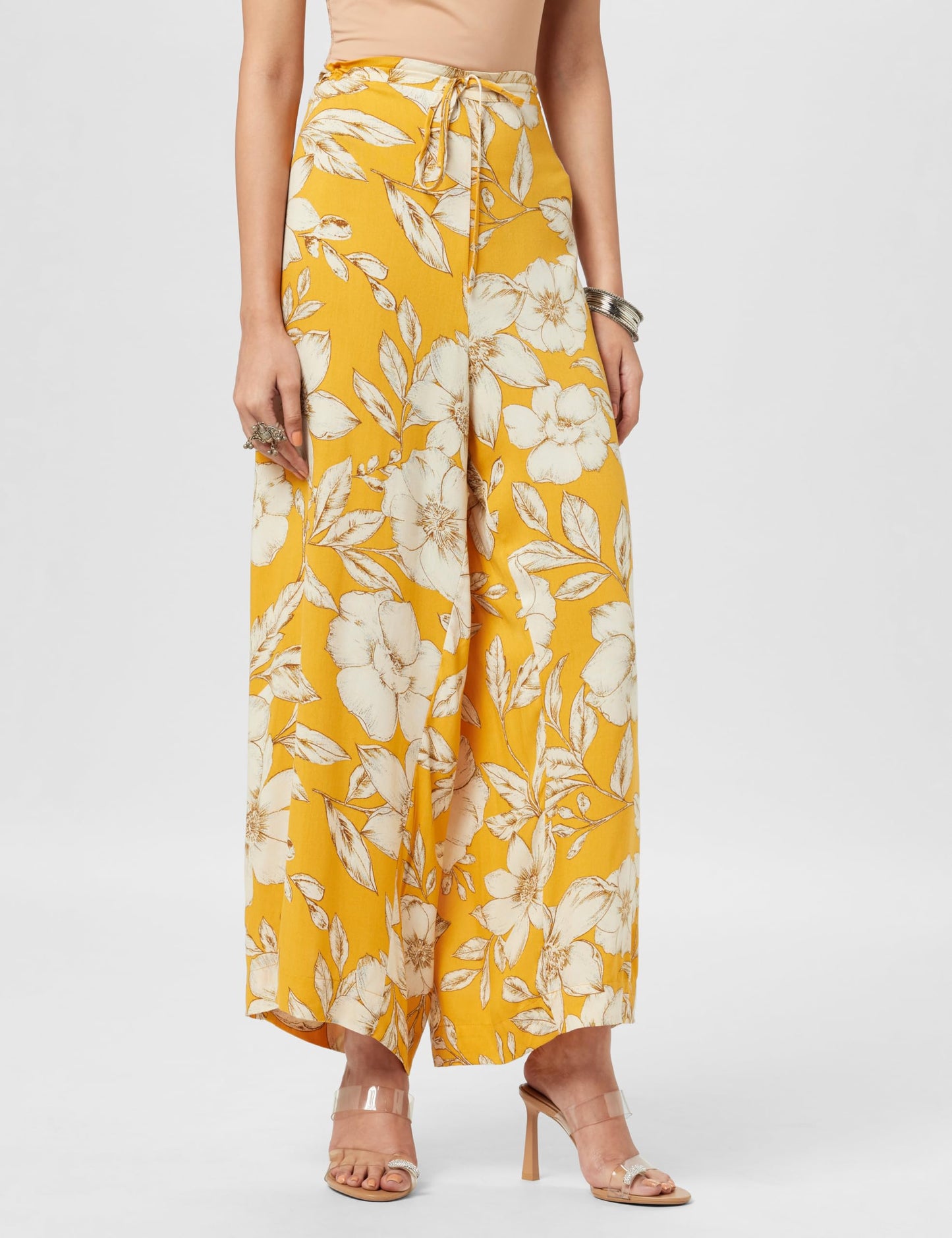 BIBA Women's Cotton Printed Straight Mix & Match (Whimsica2114_Yellow_32, Suit Set)