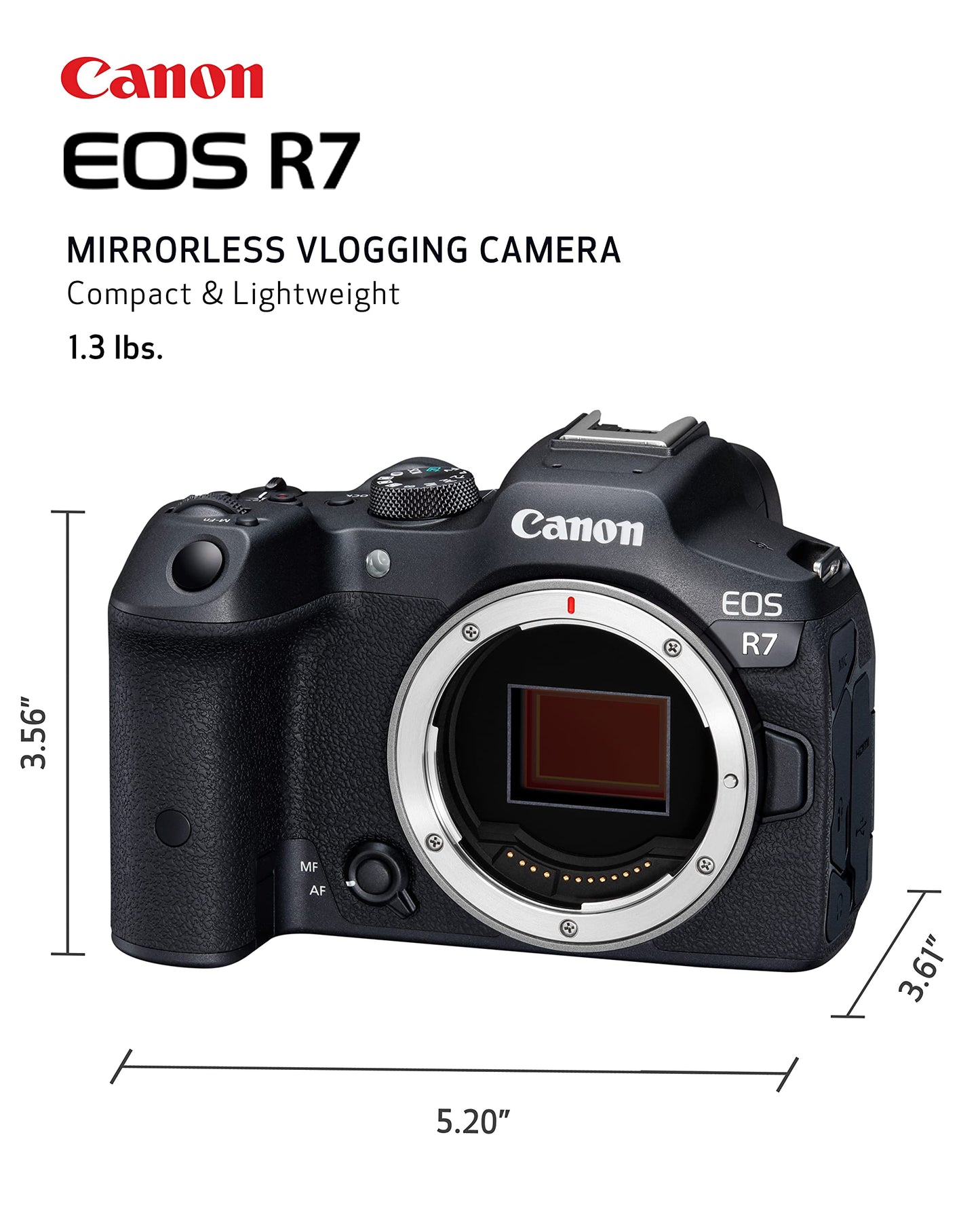 Canon EOS R7 32.5MP Mirrorless Camera Body | APS-C Sensor | 4K Video Recording (Black)