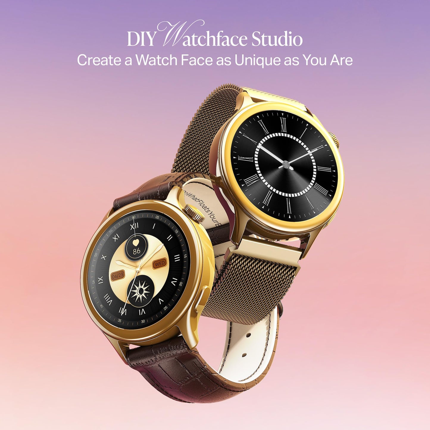 Boat Enigma Daze Women's Luxury Smart Watch w/ 1.3”(3.3cm) AuraVue Display w/ 20% Higher Brightness, Emergency SOS, Female Wellness Tracking, BT Calling, smart Watch for Women Latest (Brown Leather)