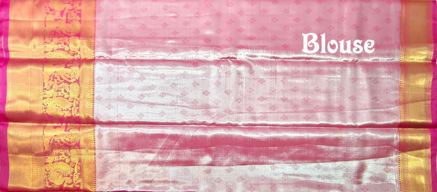 VFCollections Women's Classic Kanchipuram Silk Pure Pattu Sarees, Rich Forest Them design border With Blouse (VFC667-3)