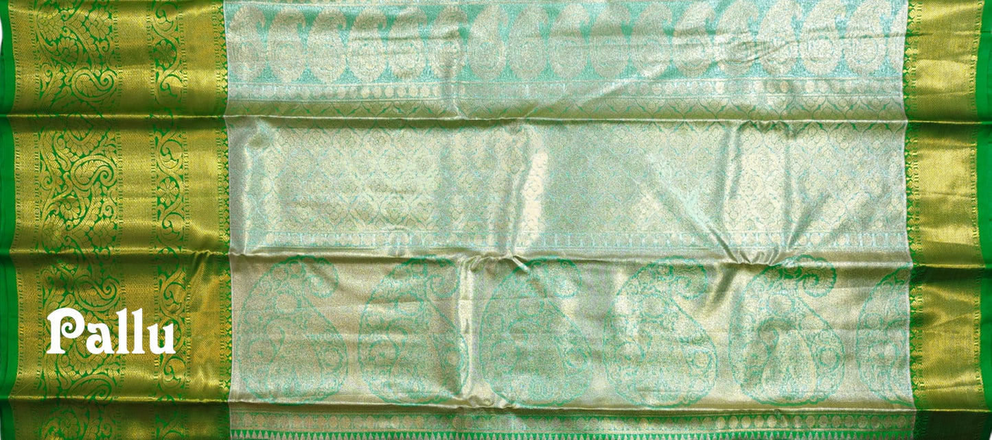 VFCollections Women's Kanchipuram Silk Pure Pattu Sarees With Blouse (VFC548-3)