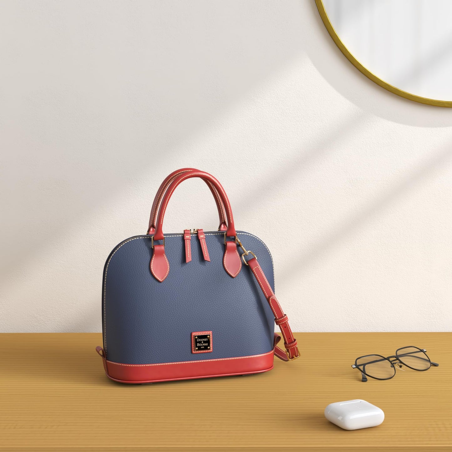 Dooney & Bourke Zip Zip Satchel Pebbled Leather Shoulder Bag Purse Handbag