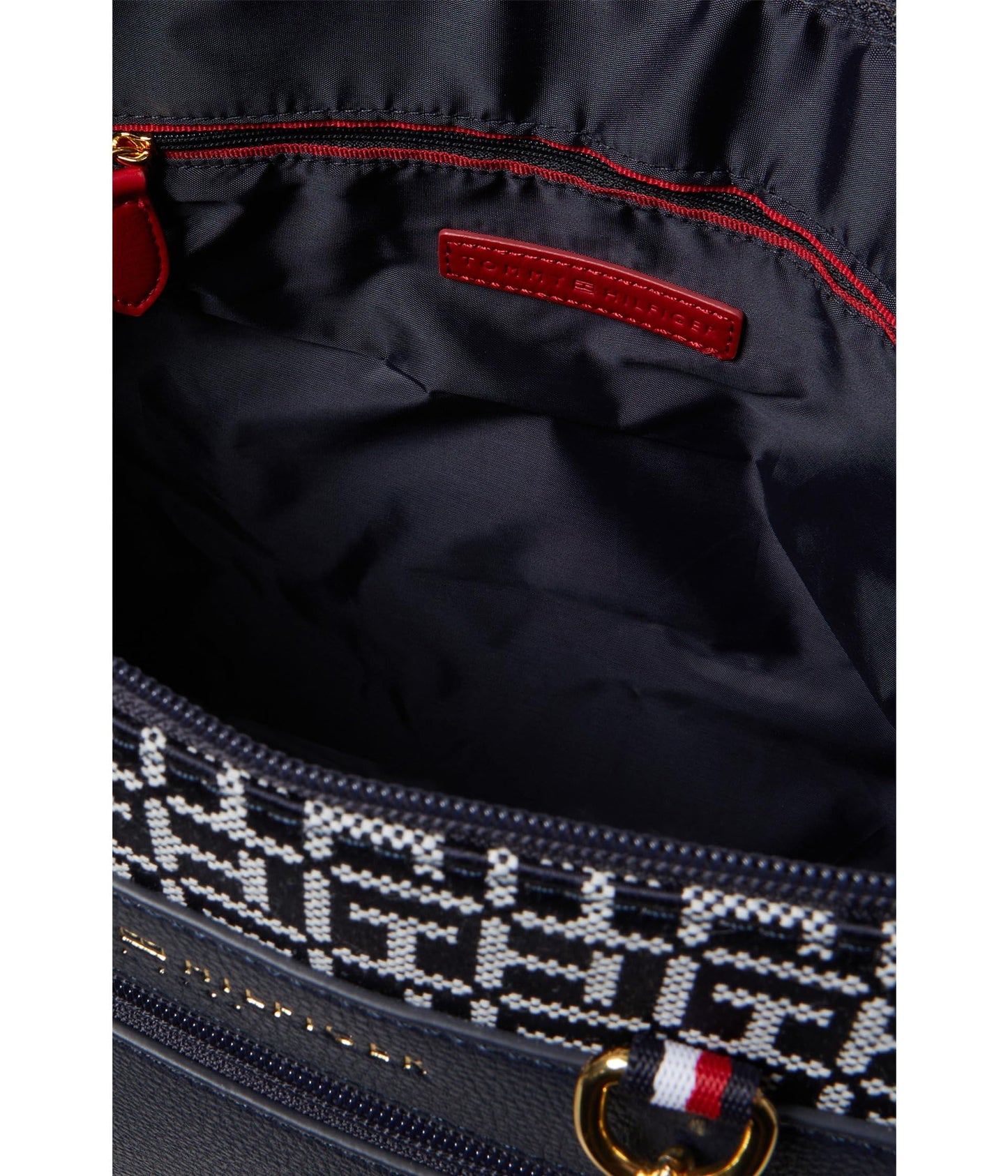 Tommy Hilfiger Amelia II Tote-Square Monogram Jacquard, Navy/White, One Size