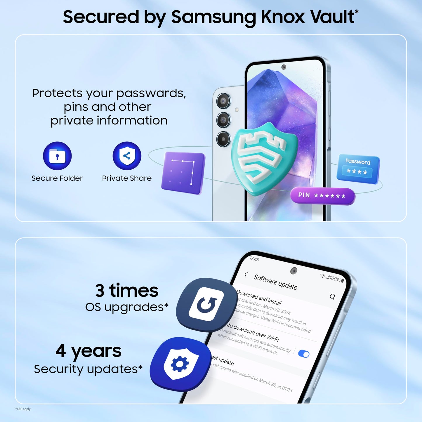 Samsung Galaxy A55 5G (Awesome Iceblue, 8GB RAM, 256GB Storage) | Metal Frame | 50 MP Main Camera (OIS) | Nightography | IP67 | Corning Gorilla Glass Victus+ | sAMOLED with Vision Booster