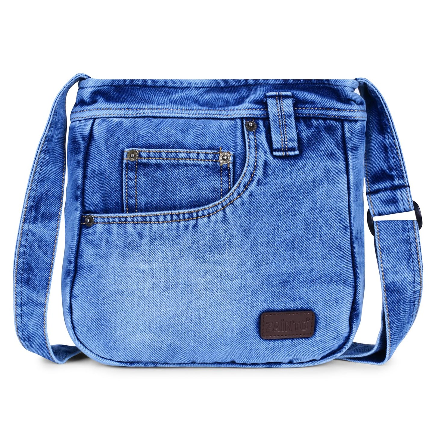 ZAINTO® Light Blue Denim Sling Bag for Women | Stylish Small Crossbody Shoulder Bag for Daily, Office & Casual Use | Eco-Friendly Premium Fabric | Casual Fashion Purse with Pocket Detailing