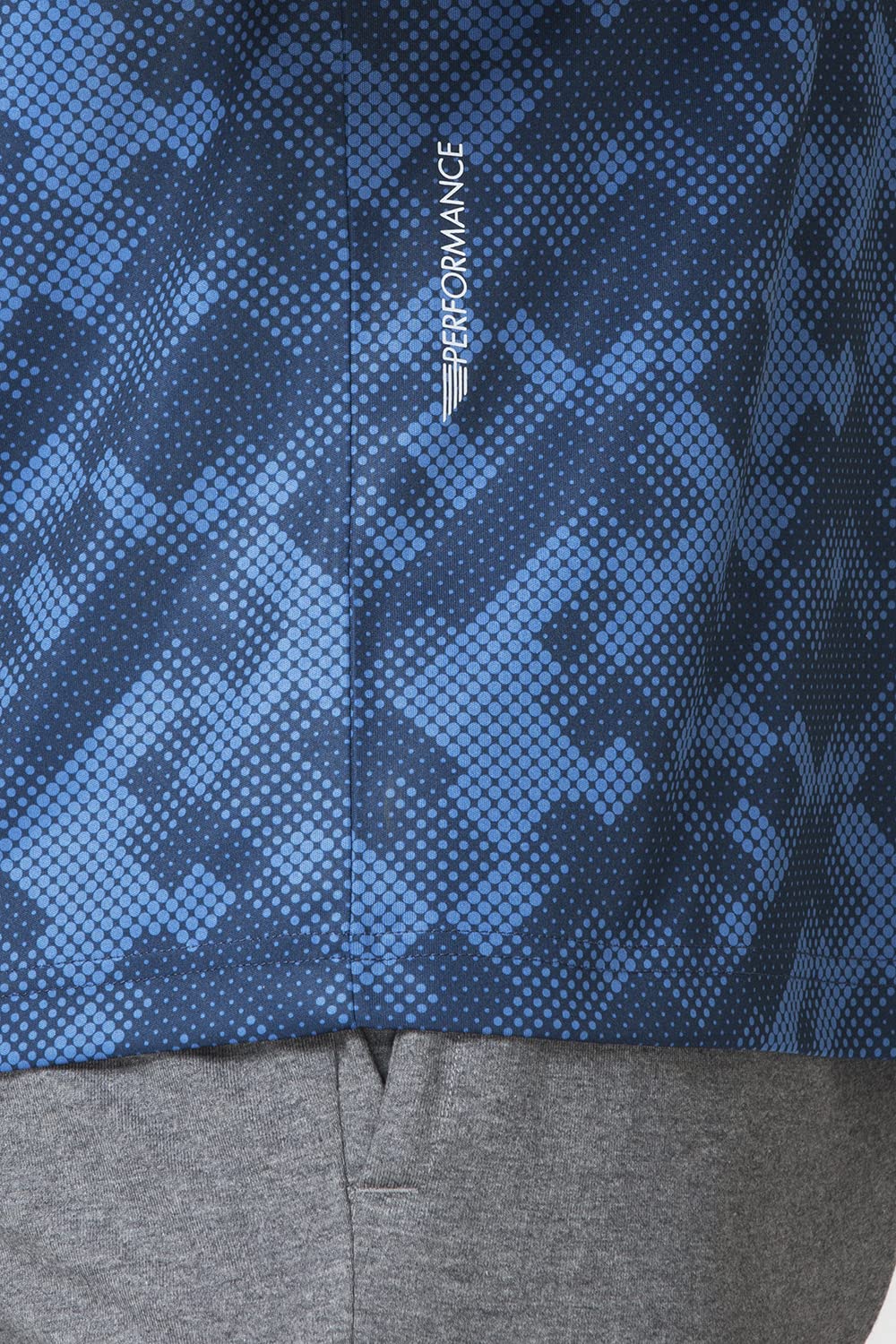 Van Heusen Performance Men T-Shirt - 100% Polyester Interlock - Swift Dry, Crew Neck, Short Sleeve, Allover Print_61008_Limoges Blue_L