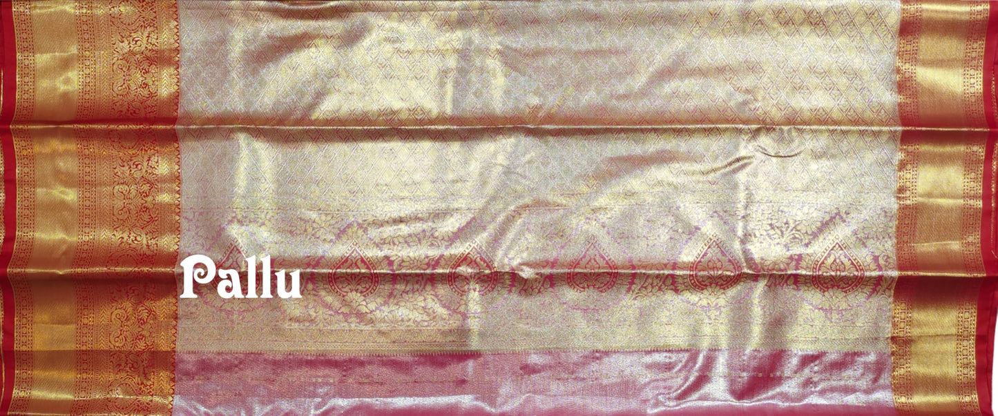 VFCollections Women's Kanchipuram Silk Pure Pattu Sarees With Blouse (VFC644-3), Multicolour