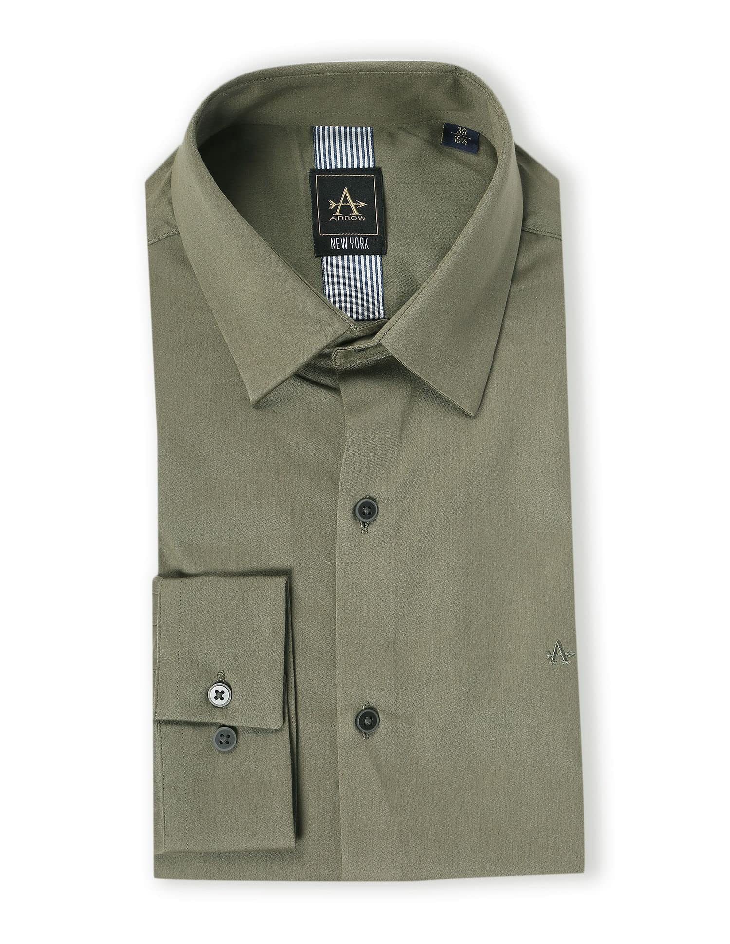 Arrow Men's Solid Regular Fit Shirt (Green) - SaumyasStore