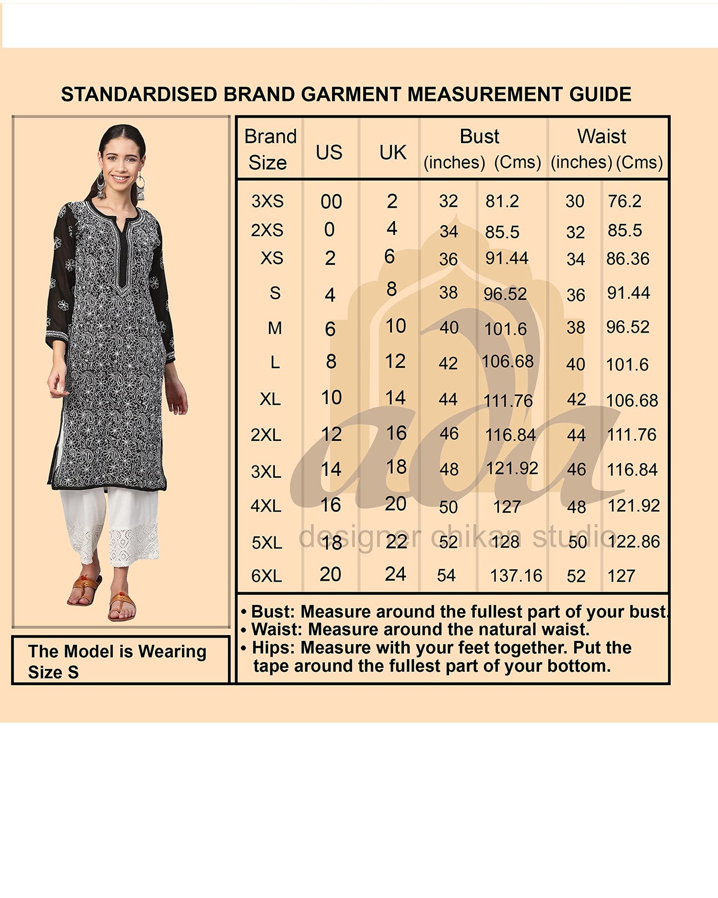 Ada Lucknowi Chikankari Hand Embroidered White Cotton Kurti Kurta for Women A149984 (XL)