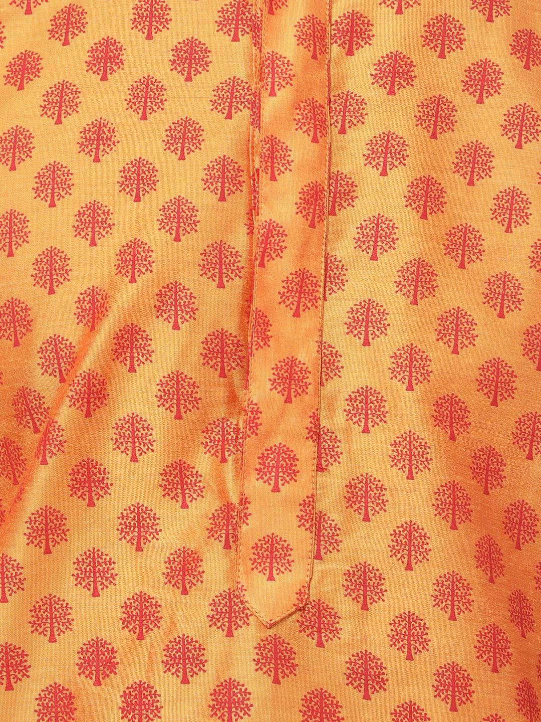 VASTRAMAY Men's Orange Cotton Silk Blend Kurta and Pyjama Set_VASMK071ORnPVMA_44