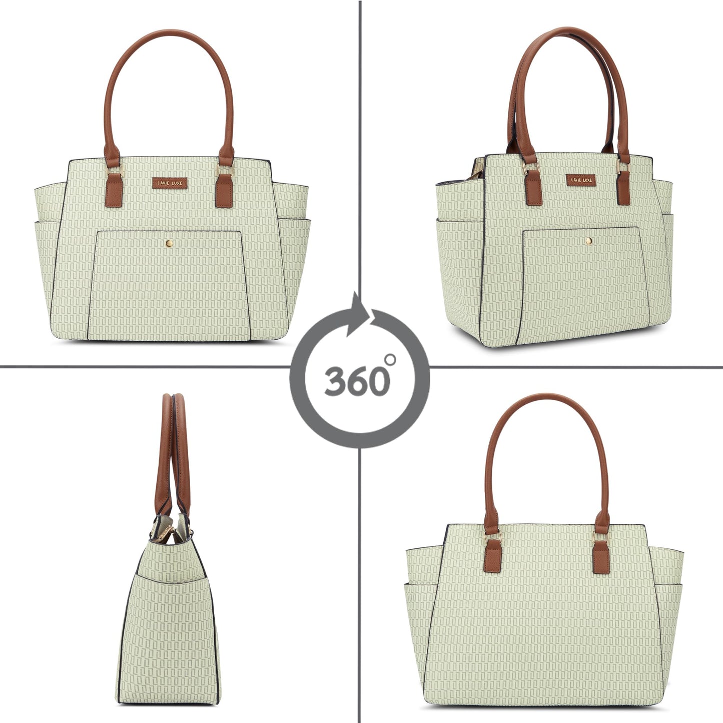 Lavie Luxe Women's Mono Kelly Monogram Print Tote Laptop Handbag for Women | Fits Upto 15 Inch Laptop | Tote Laptop Bag for Work | Ladies purse | Stylish Shoulder Bag | Gift For Women