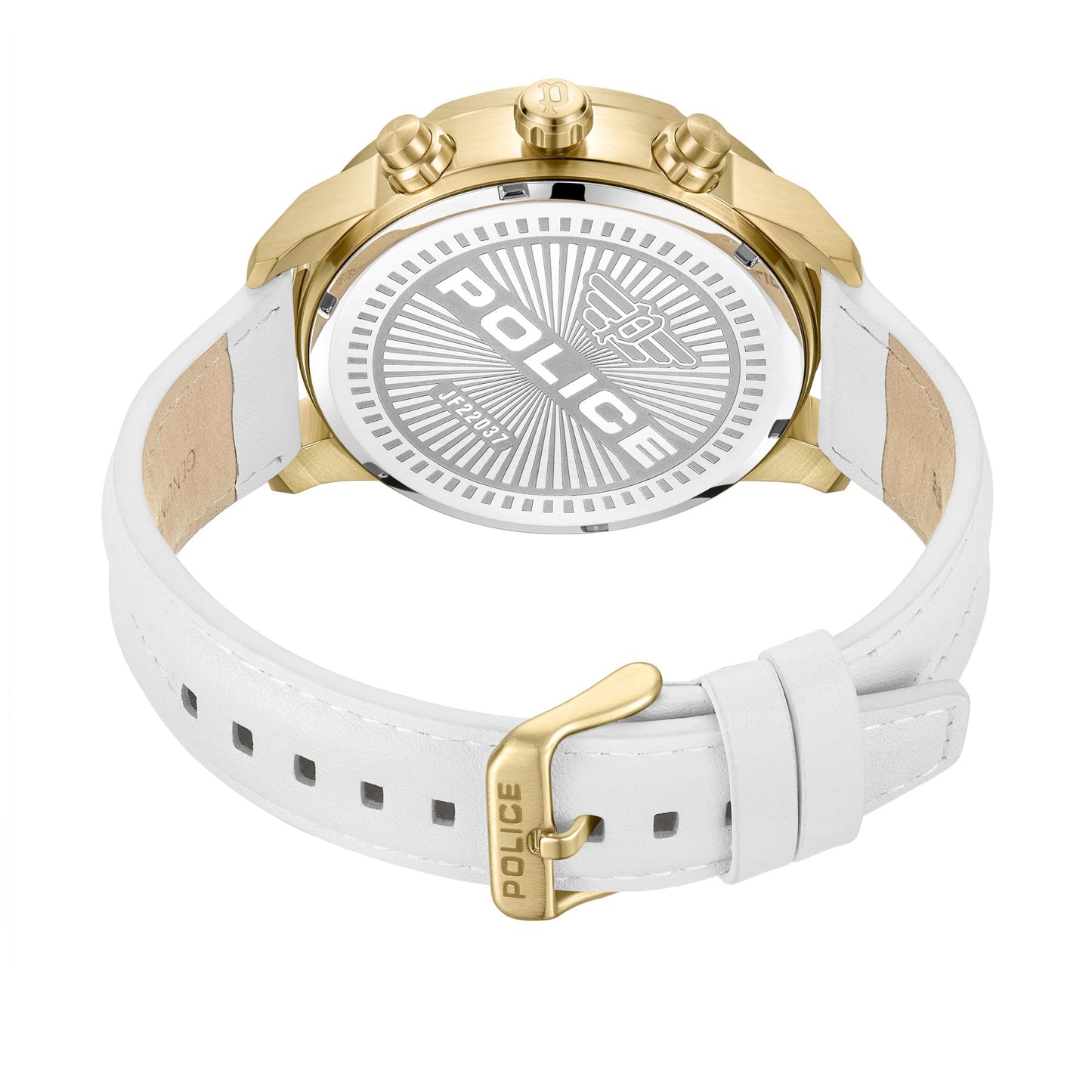 Police Quartz Multifunction White DIAL Leather Strap Watch for Men-PLPEWJF2203707W