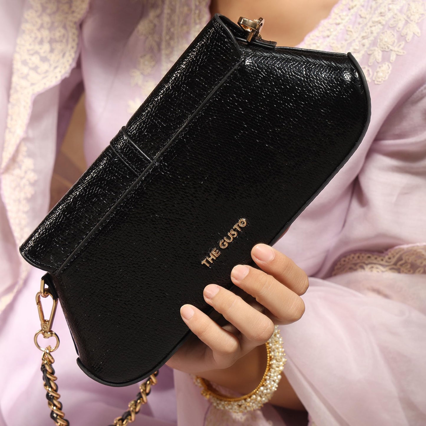 The Gusto Bella - Premium Vegan Leather Sling Bag for Girls/Women | Party Clutch Bag for Women | Small Sling Bag with 3 Card Pockets, 1 Cash Pocket, Magnetic Closure | Stylish Gift for Girls/Women