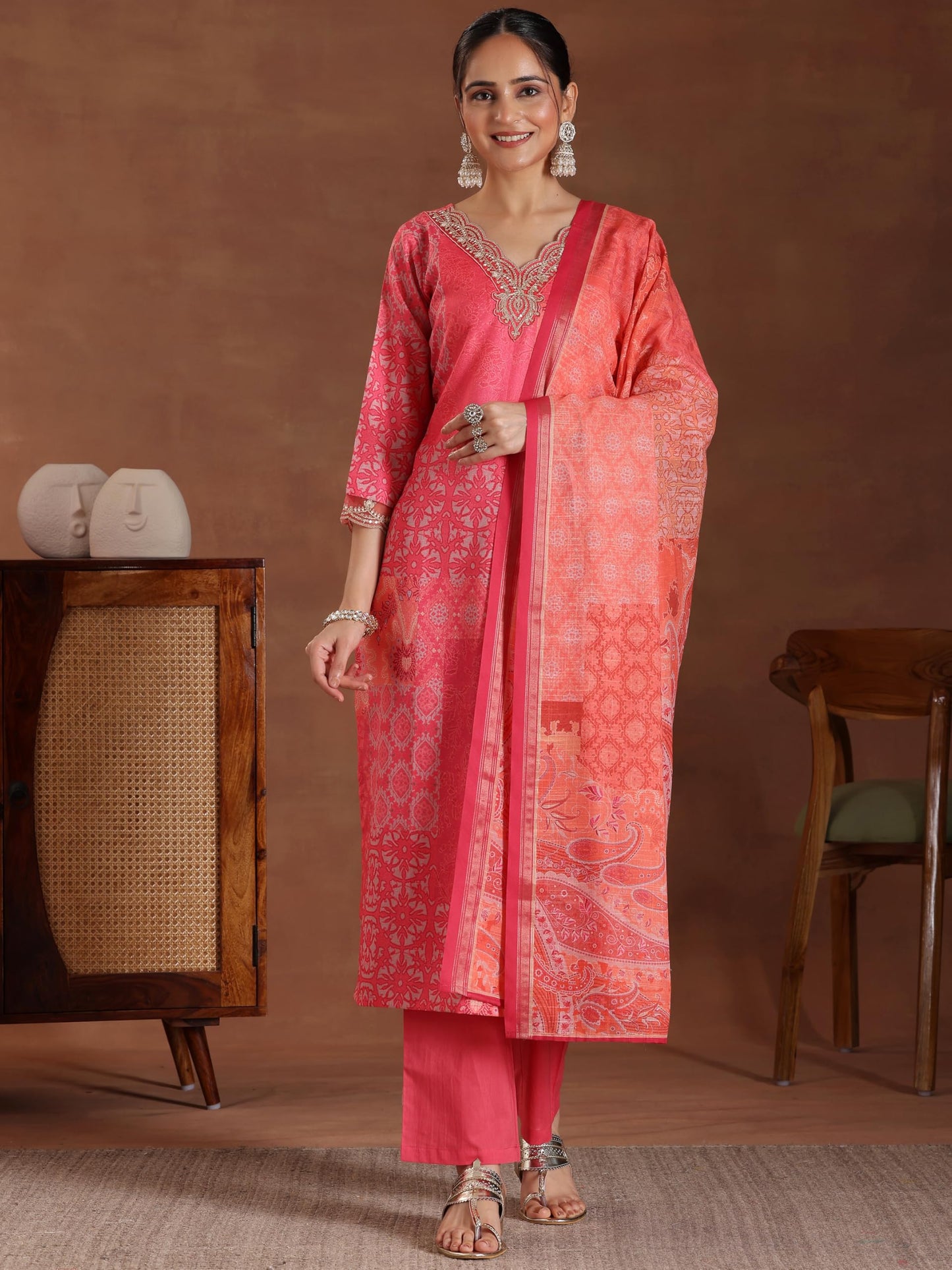 Libas Women's Linen Kurta Set (48672H
