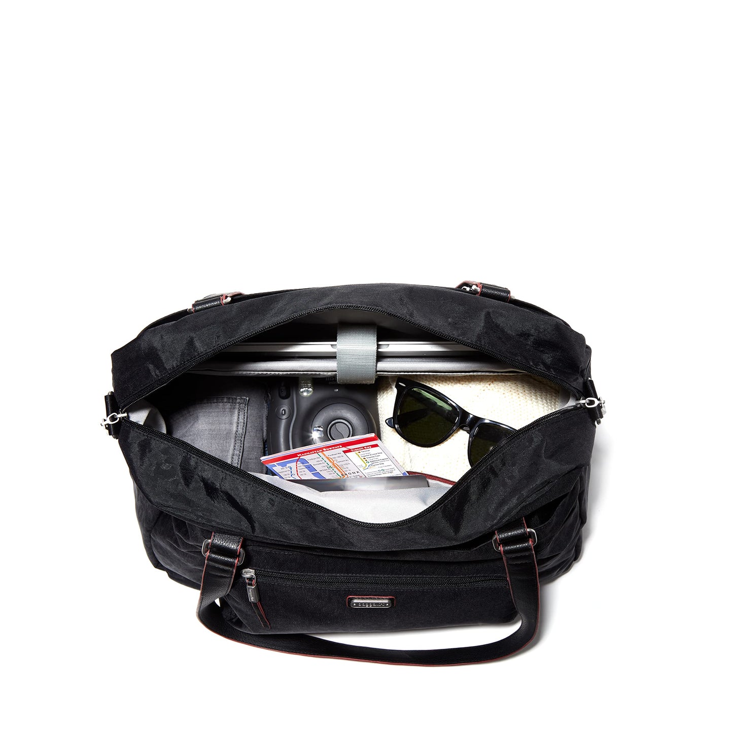 Baggallini Overnight Expandable Laptop Tote with RFID Phone Wristlet (Sterling Shimmer)