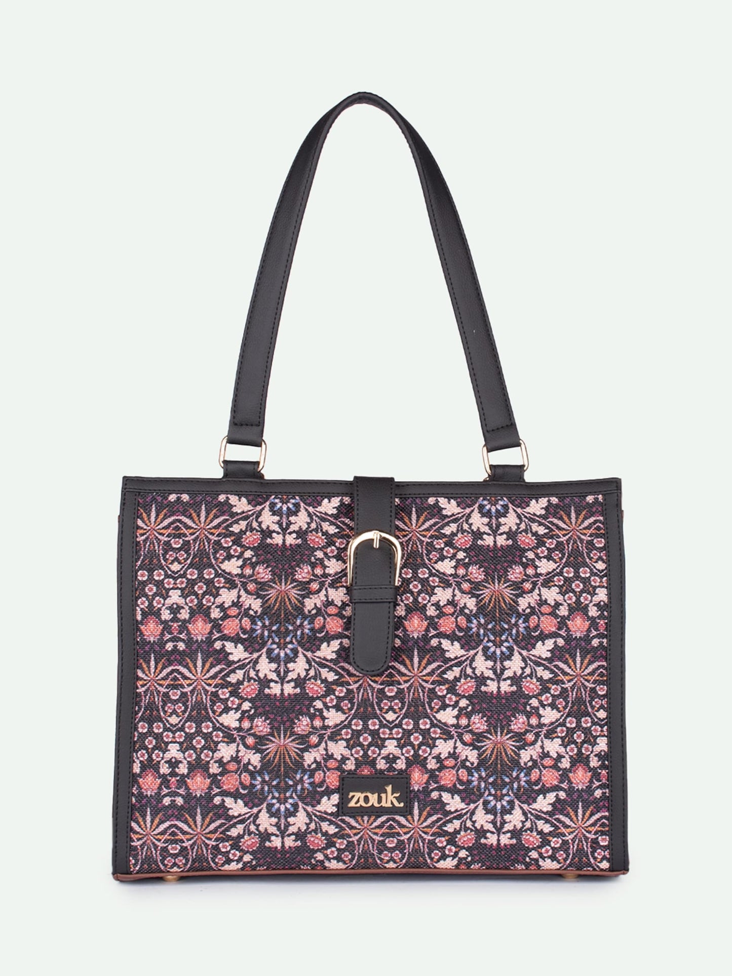 ZOUK Rhea Kapoor Office Bag - Kashmir Blooms | Stylish & Spacious Laptop Tote for Women | Vegan Leather Work Bag