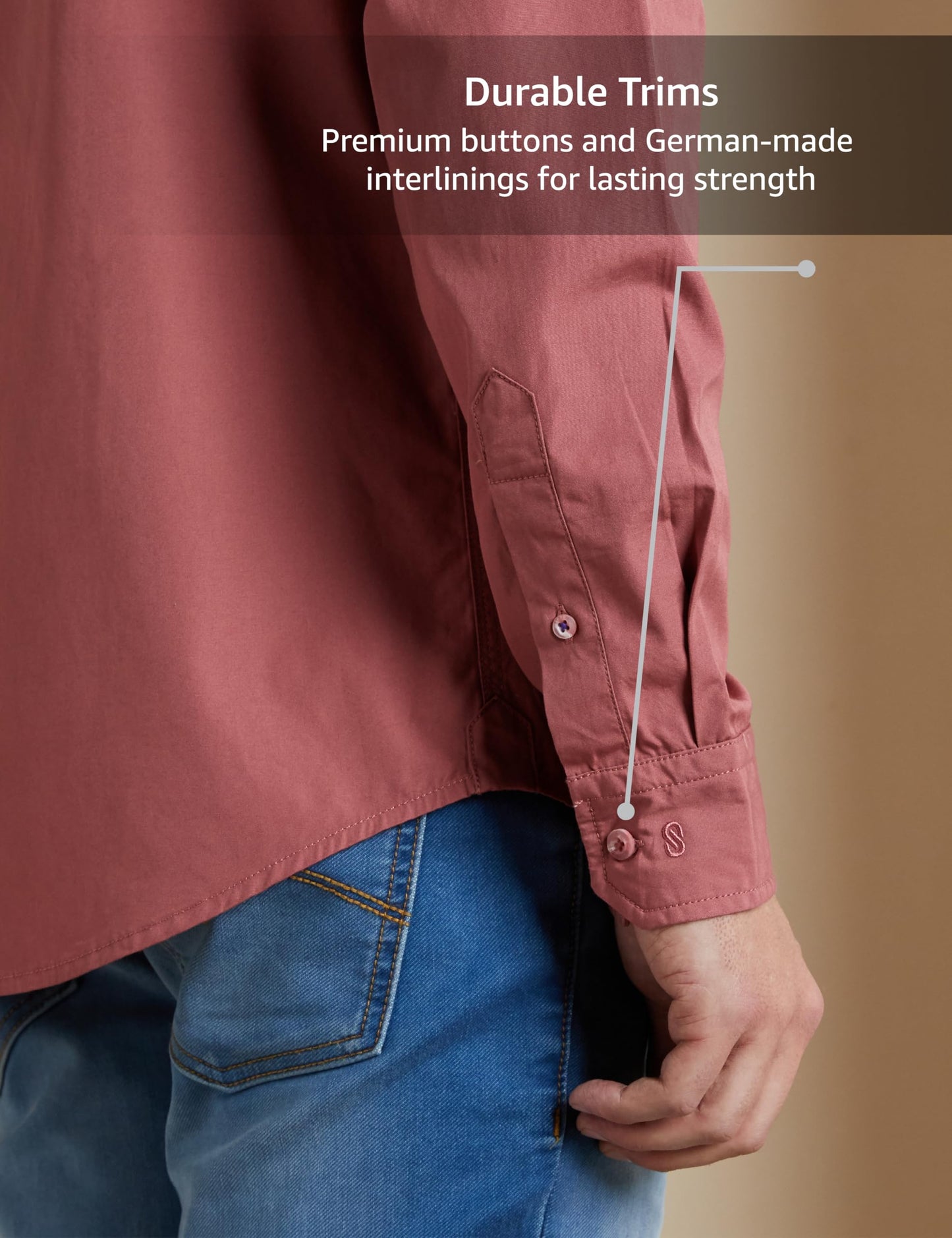 Symbol Premium Men's Casual Cotton Poplin Shirt (Regular Fit) (Dusky Pink_L)