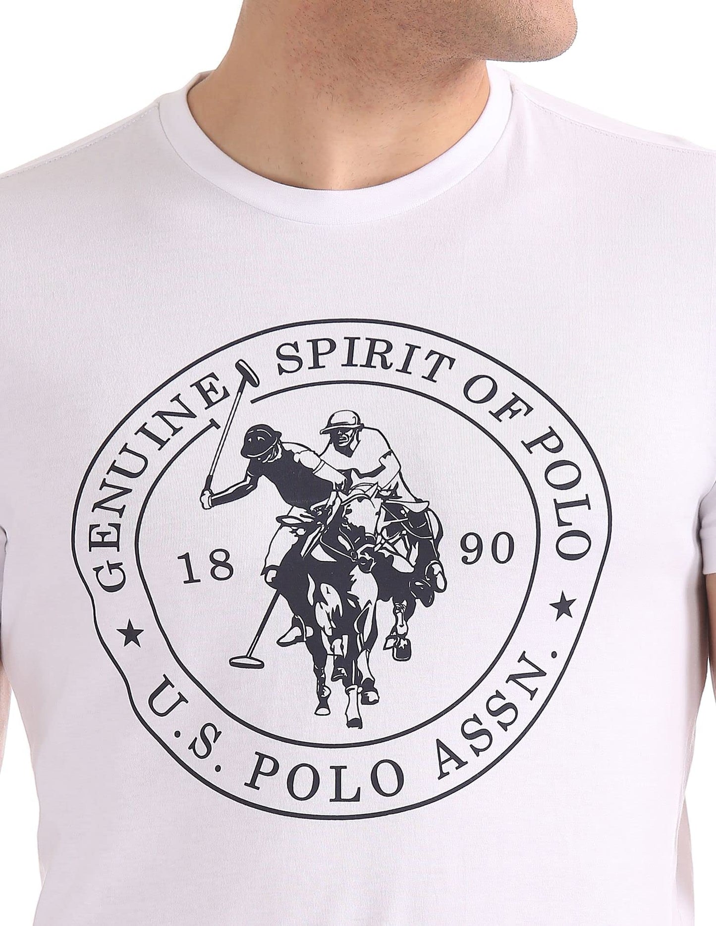 U.S. POLO ASSN. Men Comfort Fit Solid Cotton I643 Regular Fit T-Shirt - Pack Of 1 (White Large)