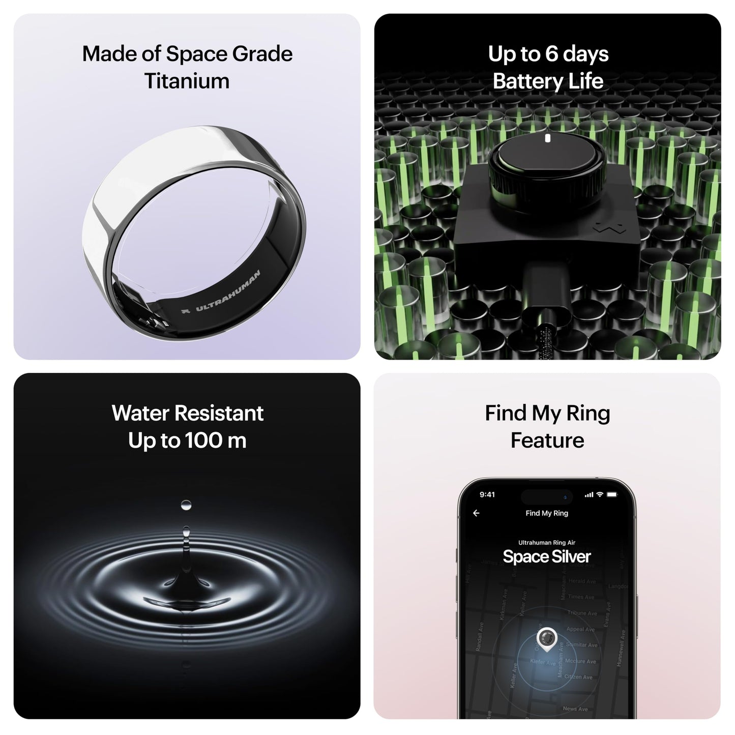 ULTRAHUMAN Ring AIR-Smart Ring Activity Tracker, Size First Sizing Kit,Sleep Tracker,Smart Ring for Men/Women,Fitness Tracker (Space Silver, 11)