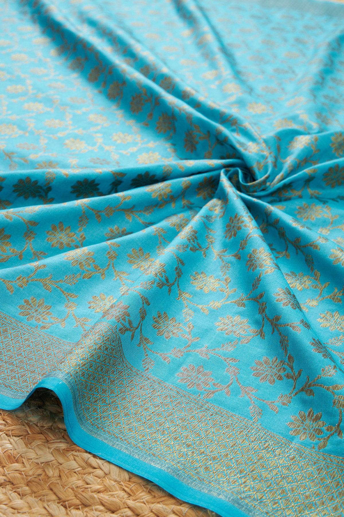 Soch Womens Blue Silk Blend Zari Woven Dupatta With Zari