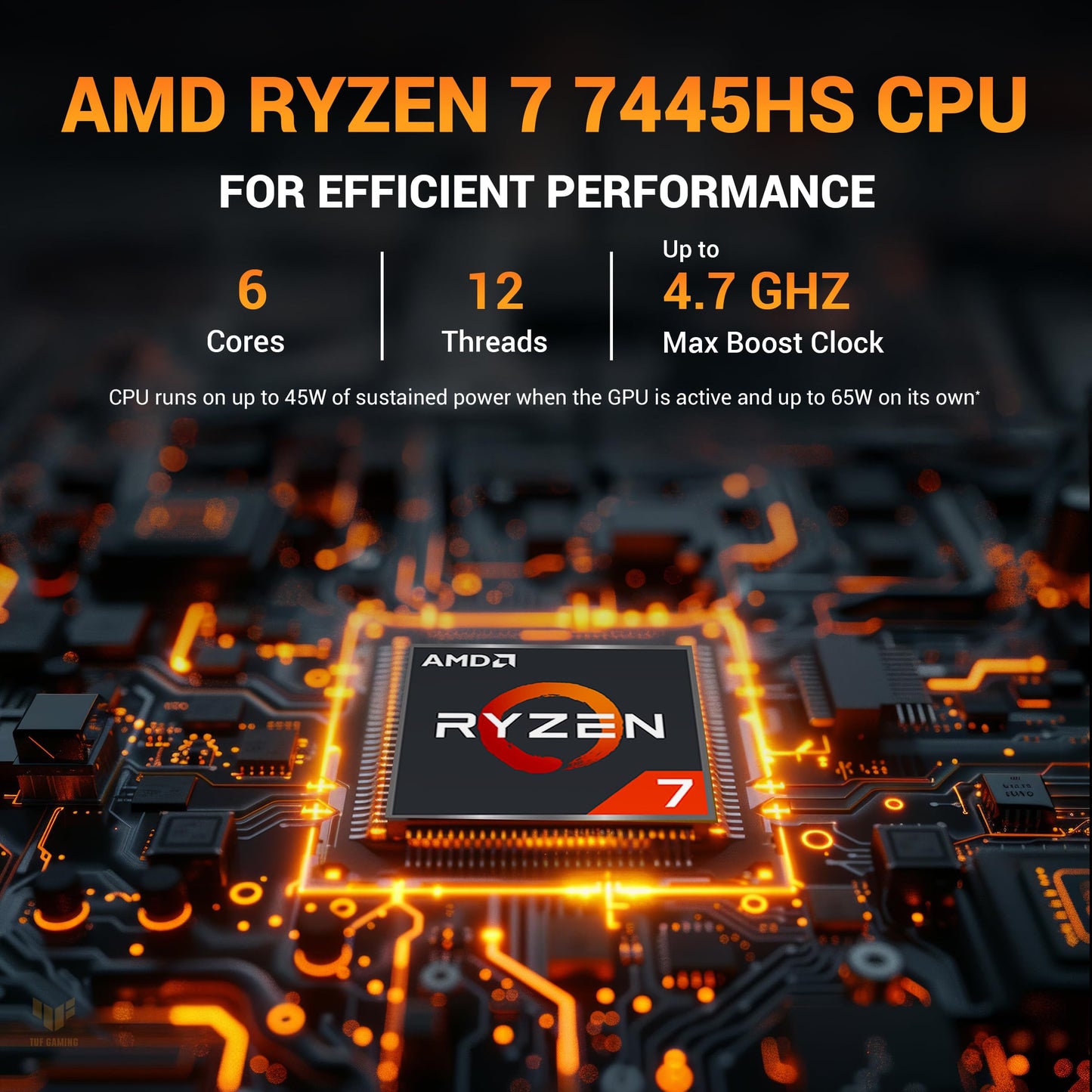 ASUS TUF A15 (2025), AMD Ryzen 7 7445HS,RTX 3050-4GB,75W TGP,16GB DDR5(Upgradeable Upto 64GB) 512GB SSD,FHD,15.6",144Hz,RGB Keyboard,Windows 11,Graphite Black,2.3 Kg FA506NCG-HN199W, Gaming Laptop