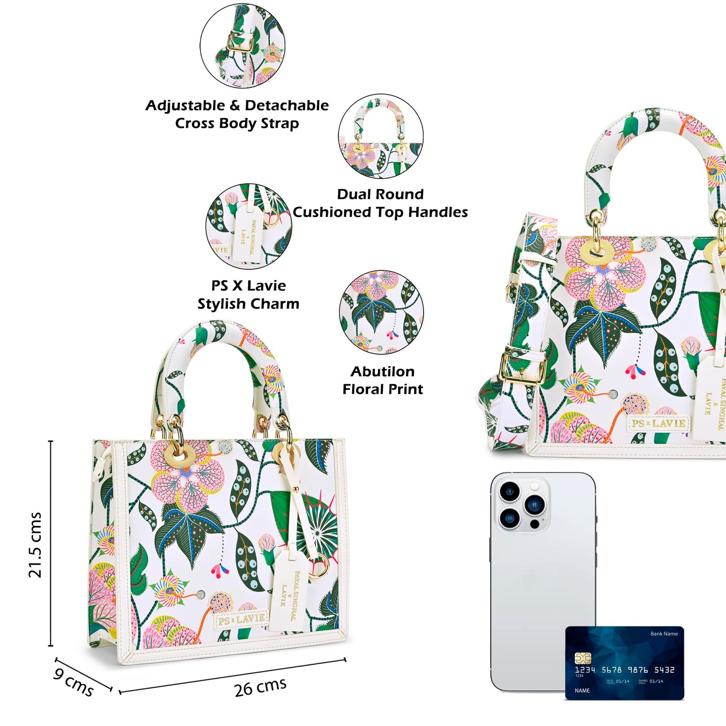 Lavie X Payal Singhal Limited Edition Women's Abutilon Small Box Satchel | Ladies Purse Handbag
